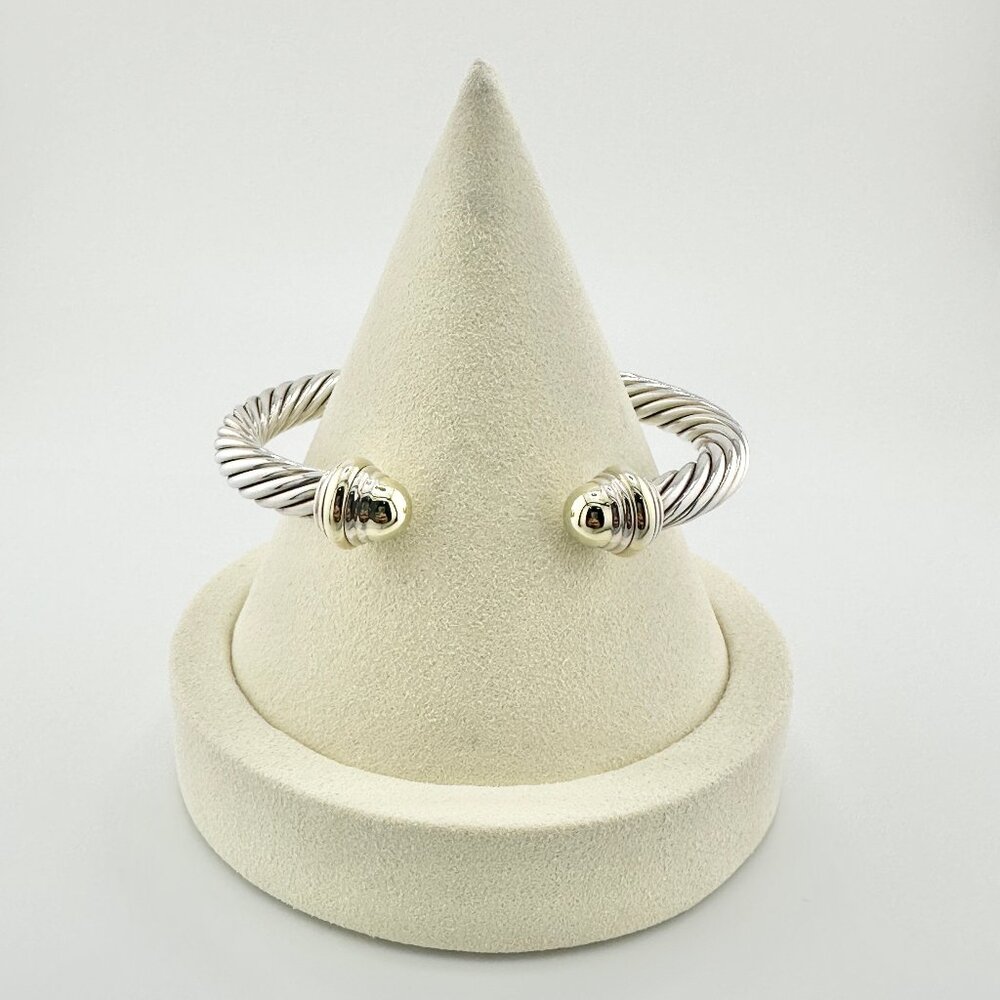 David Yurman Dome Cuff w/ Sterling Silver & 14K Yellow Gold - Medium